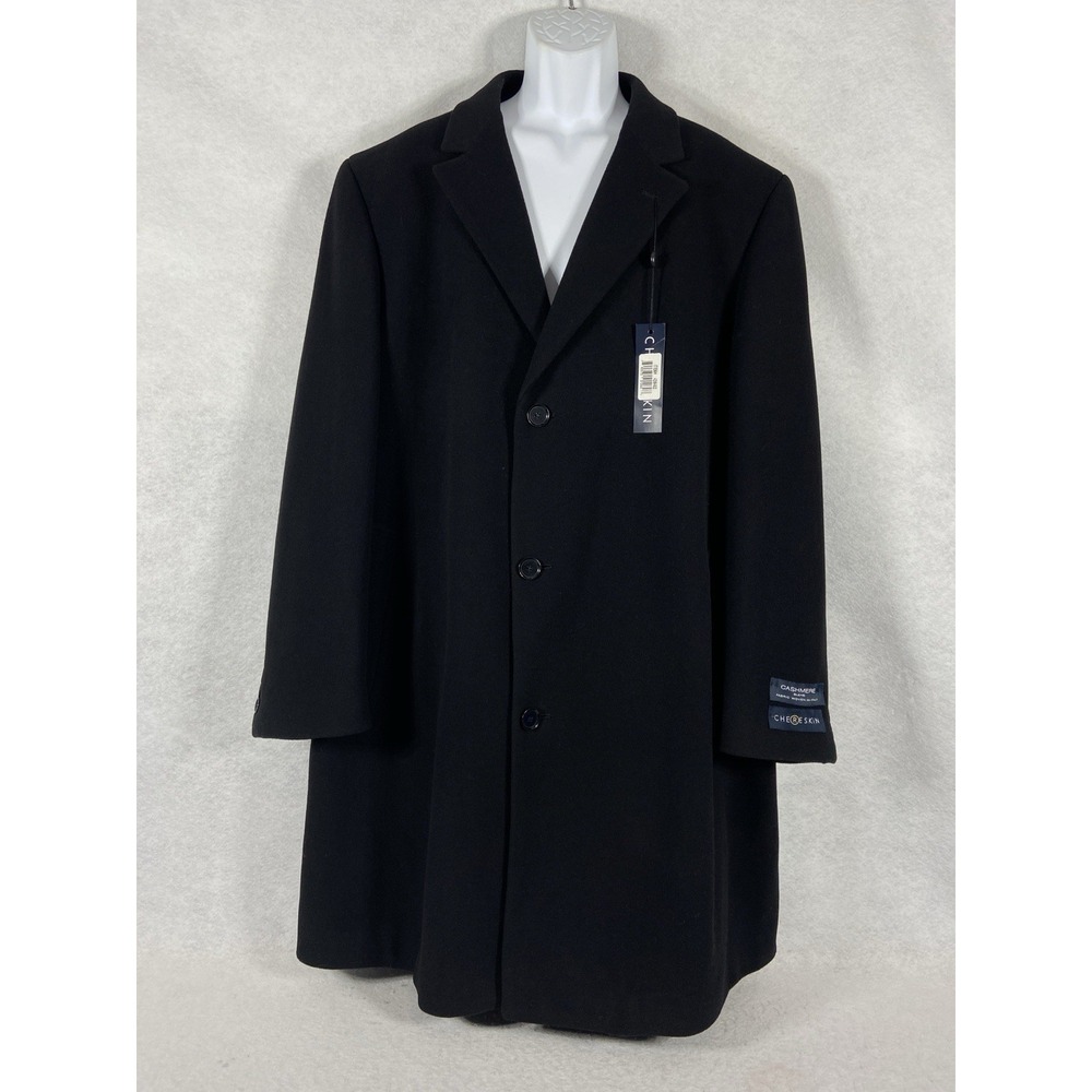 Chereskin Trench Coat Mens 46L Black Piedmont Wool Cashmere Blend New